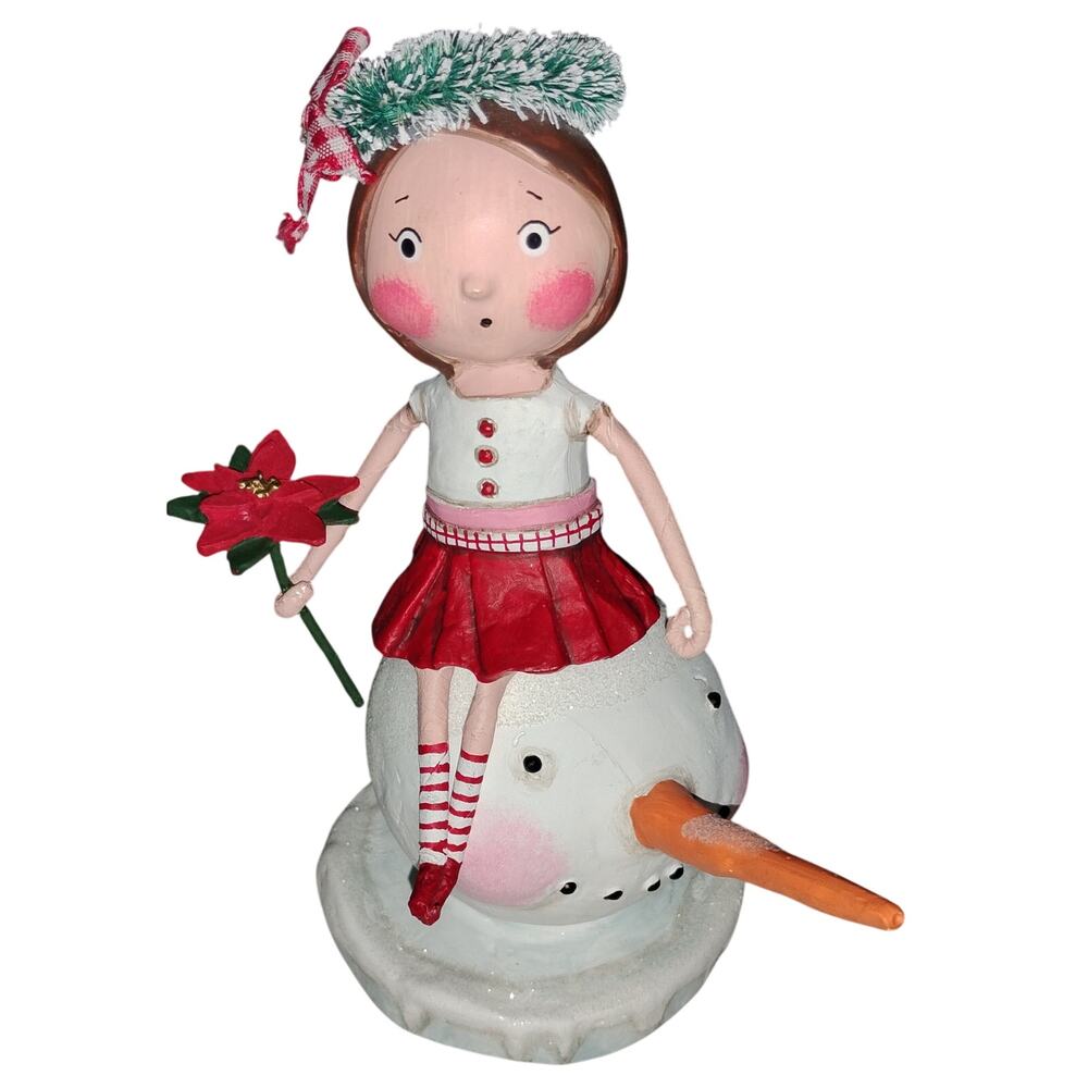 Lori Mitchell “Merry and Bright” Christmas Figurine Girl on Snowman Signed - Picture 2 of 4